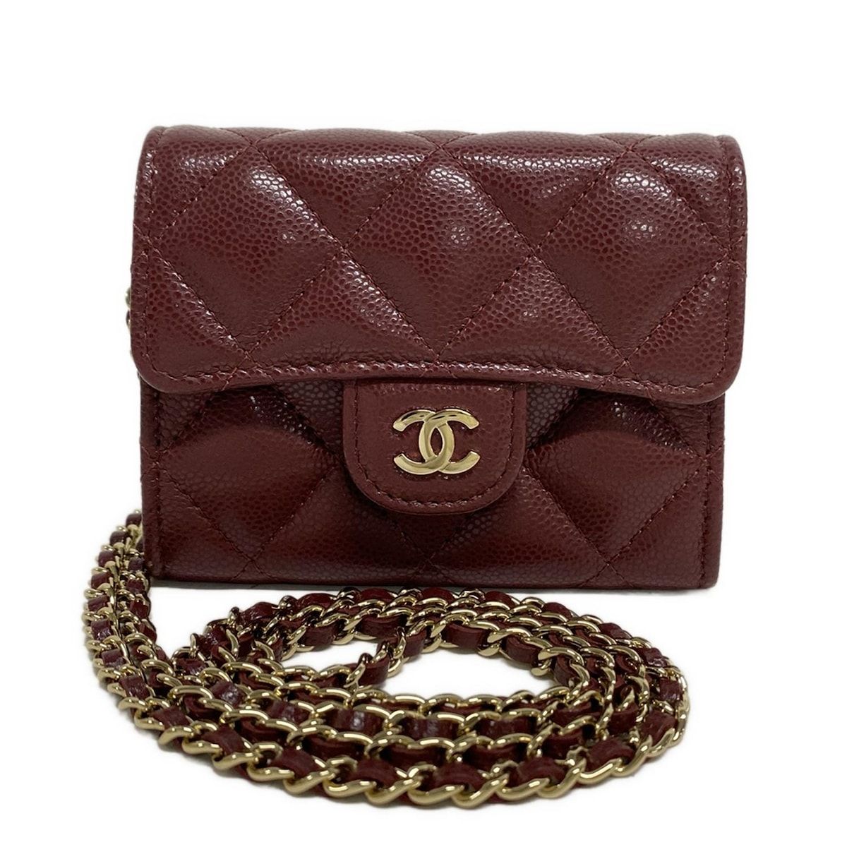 【お財布としても使える♪】CHANEL チェーンクラッチ AP0238 希少【CHANEL】チェーンウォレット ポーチ キャビアスキンAP0238