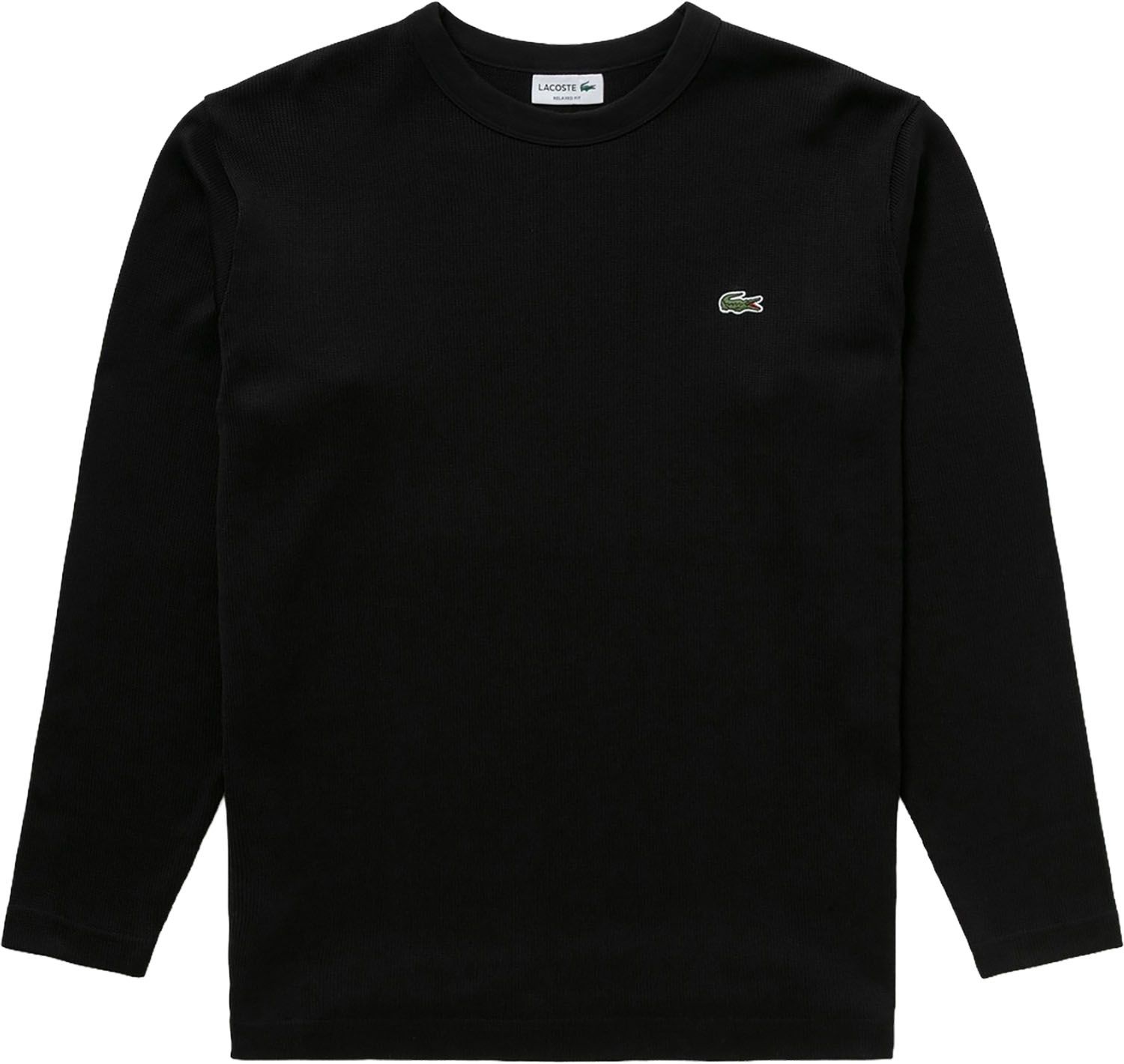 ラコステ LACOSTE ヘビーウェイト シングルジャージ 長袖Tシャツ ロングスリーブ ロンT トップス メンズ 男性用 大人 カットソー クルーネック ポケット シンプル ロゴ 快適 TH067J99 031 BLACK