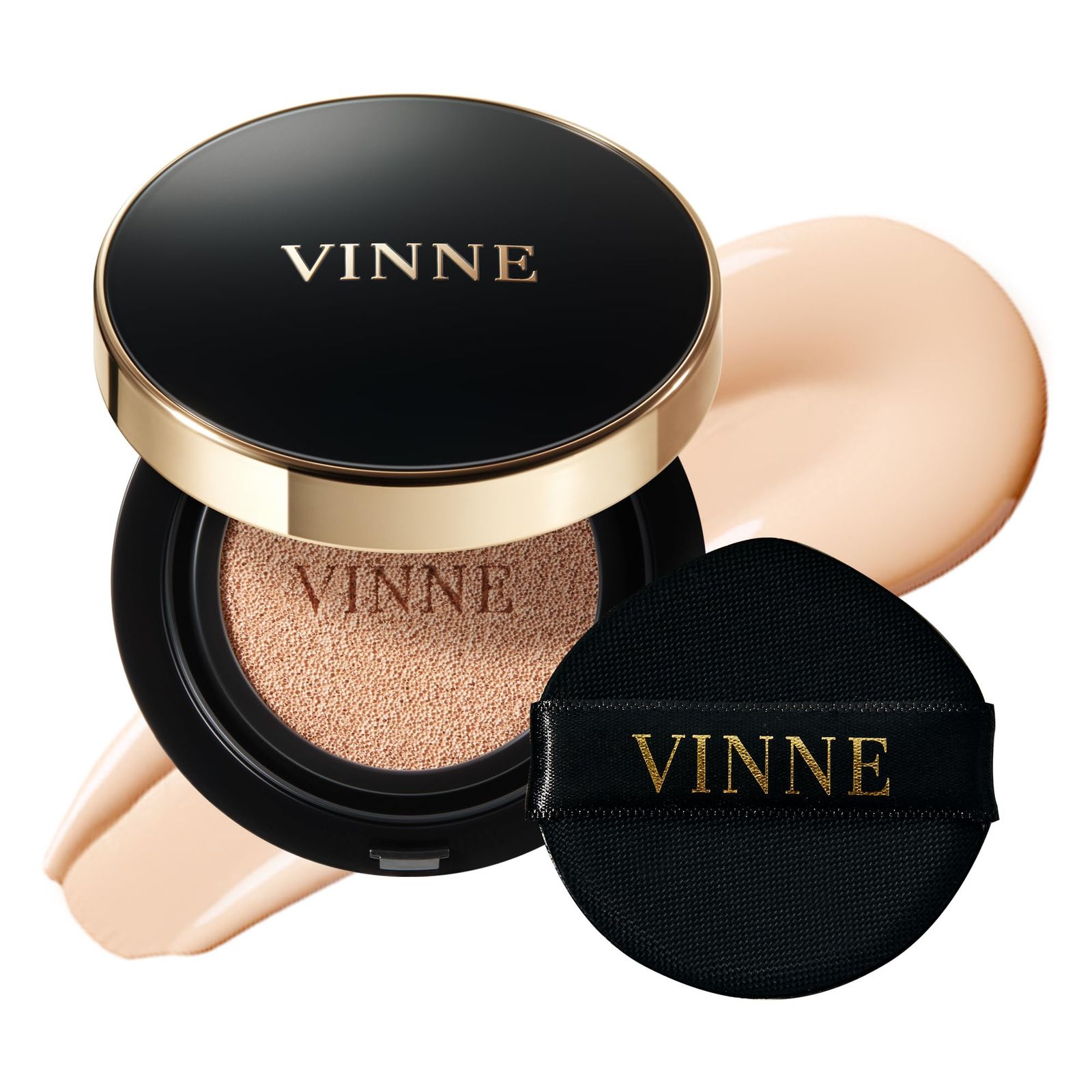 새상품 [빈 공식] VINNE 에센스 래디언스 래디언스 쿠션 [SPF50+/ PA++++] 쿠션 파운데이션, 오리지널 15g (2가지 색상) /커버력, 글로스, 스킨, 워터, 라이트 파운데이션, 선크림, 모이스처라이징 한국 화장품 (No.23 내추럴 베이지