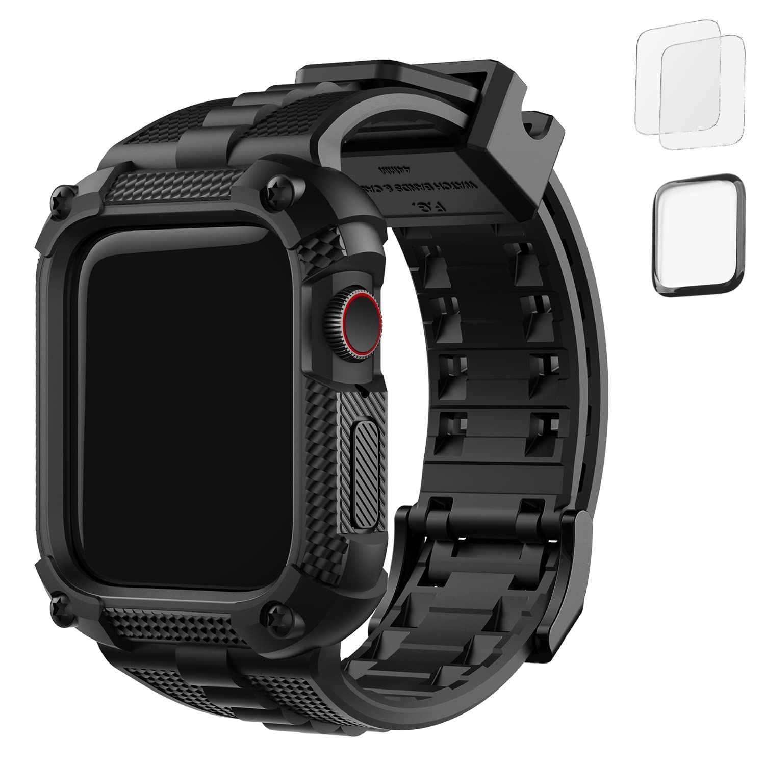 【色: マットブラック】アップルウオッチ バンド アップルウオッチ 一体型 ベル