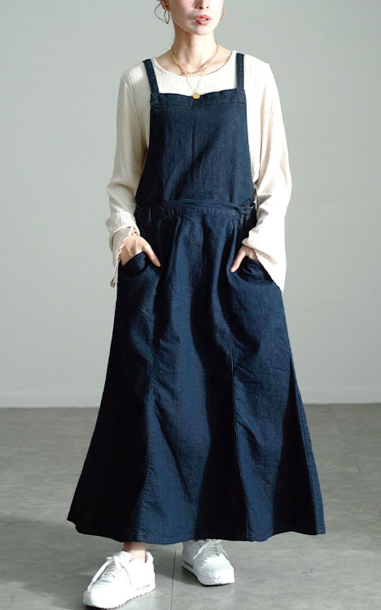 数量 ゴールドジャパン 大きいサイズ レディース ワンピース サロペット スカート デニム マーメイド ロング 伸縮 コーデ 秋 春 冬 夏