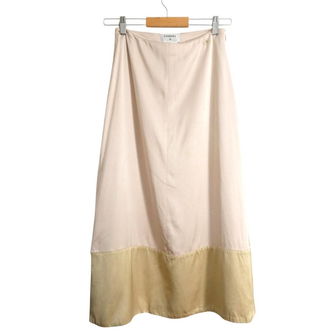 美品 CHANEL シャネル サイズ36 シルク100％ バイカラー ココマーク