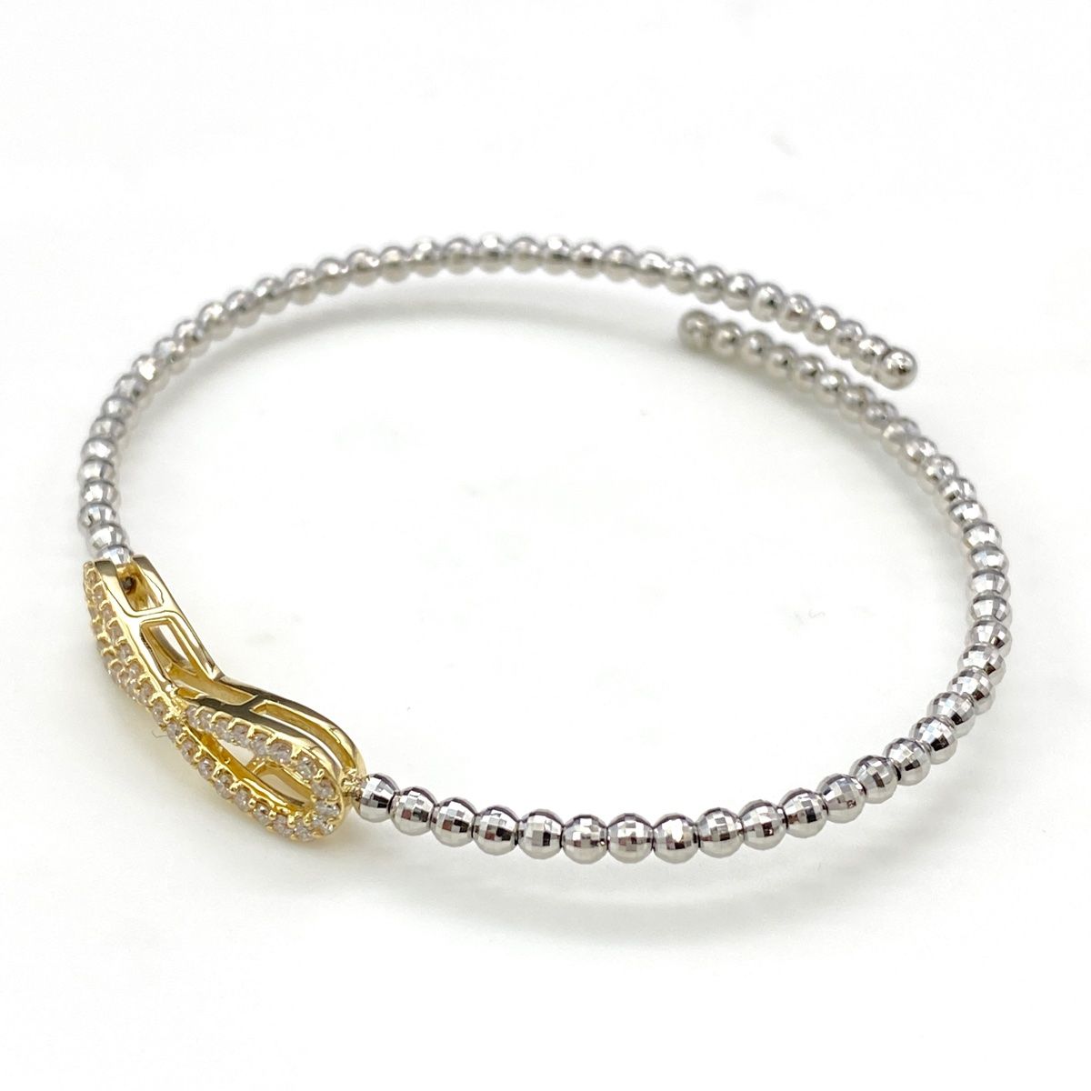 メレダイヤ デザインバングル プラチナ YG イエローゴールド 腕輪 ブレスレット Pt850 K18 ダイヤモンド レディース