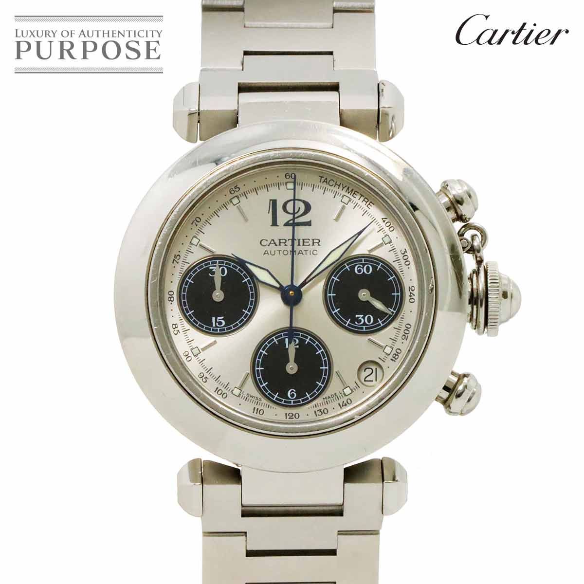 カルティエ Cartier パシャC クロノグラフ W31048M7 ボーイズ 腕時計 デイト シルバー オートマ 自動巻き ウォッチ PashaC 90293969
