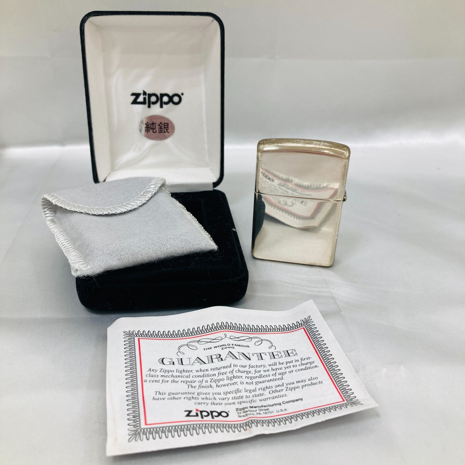 A 純銀製 ZIPPO ジッポー スターリングシルバー 2019年製 き 火花 済み