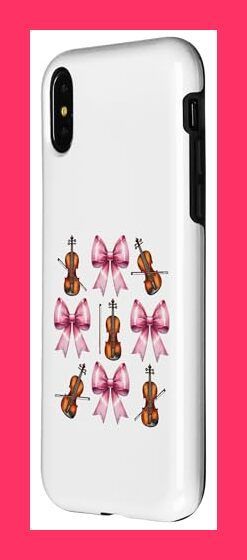  【スタッフおすすめ！】コケット 弓 バイオリン 女の子 バイオリニスト ママ 母の日 かわいい ピンク スマホケース iPhone X/XS 用 防水ケース