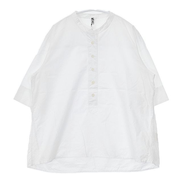 【美品】MHL. コットンオープンカラーシャツ M ホワイト　白 美品】MHL. コットンオープンカラーシャツ M ホワイト 白 - メルカリ