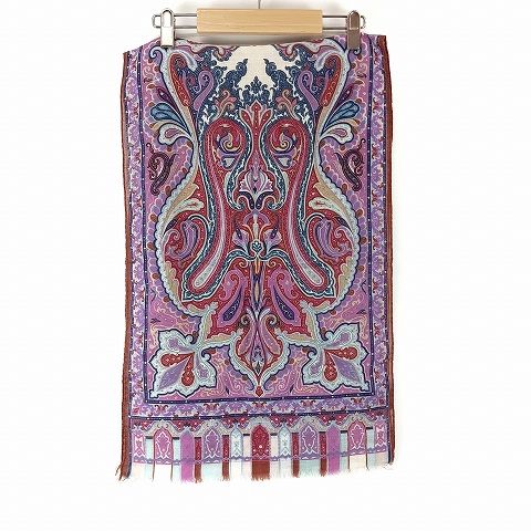エトロ ETRO ウール ペイズリー柄 ストール 紫系