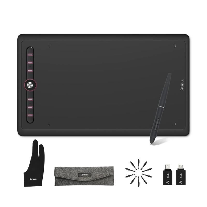 Artisul ペンタブ 板タブ スマホで使える 傾き検出機能 エクスプレスキー7個 Windows|Mac|Android対応 オンライン授業 ペンタブレット 10×6.3インチ Artisul