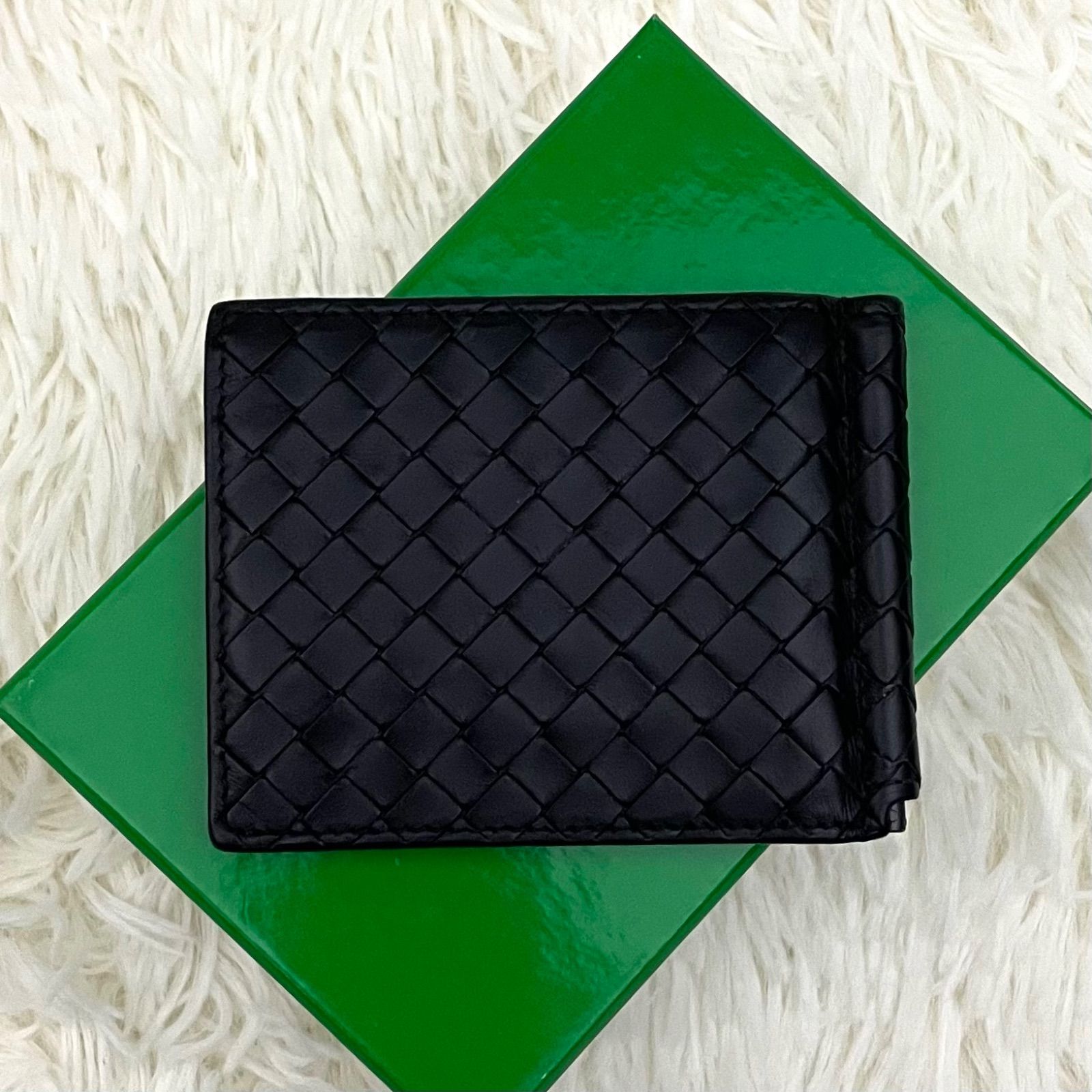 極美品✨BOTTEGA VENETA マネークリップ イントレチャート ネイビー 超美品BOTTEGA VENETA イントレチャート マネークリップ 二