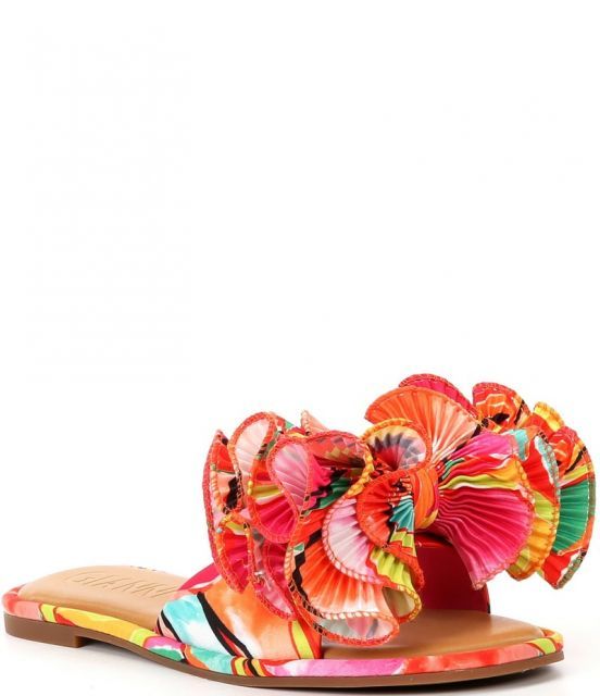 【送料無料】 ジャンビニ レディース パンプス シューズ Zeera Abstract Print Ruffle Bow Slide Sandals Splash/Multi