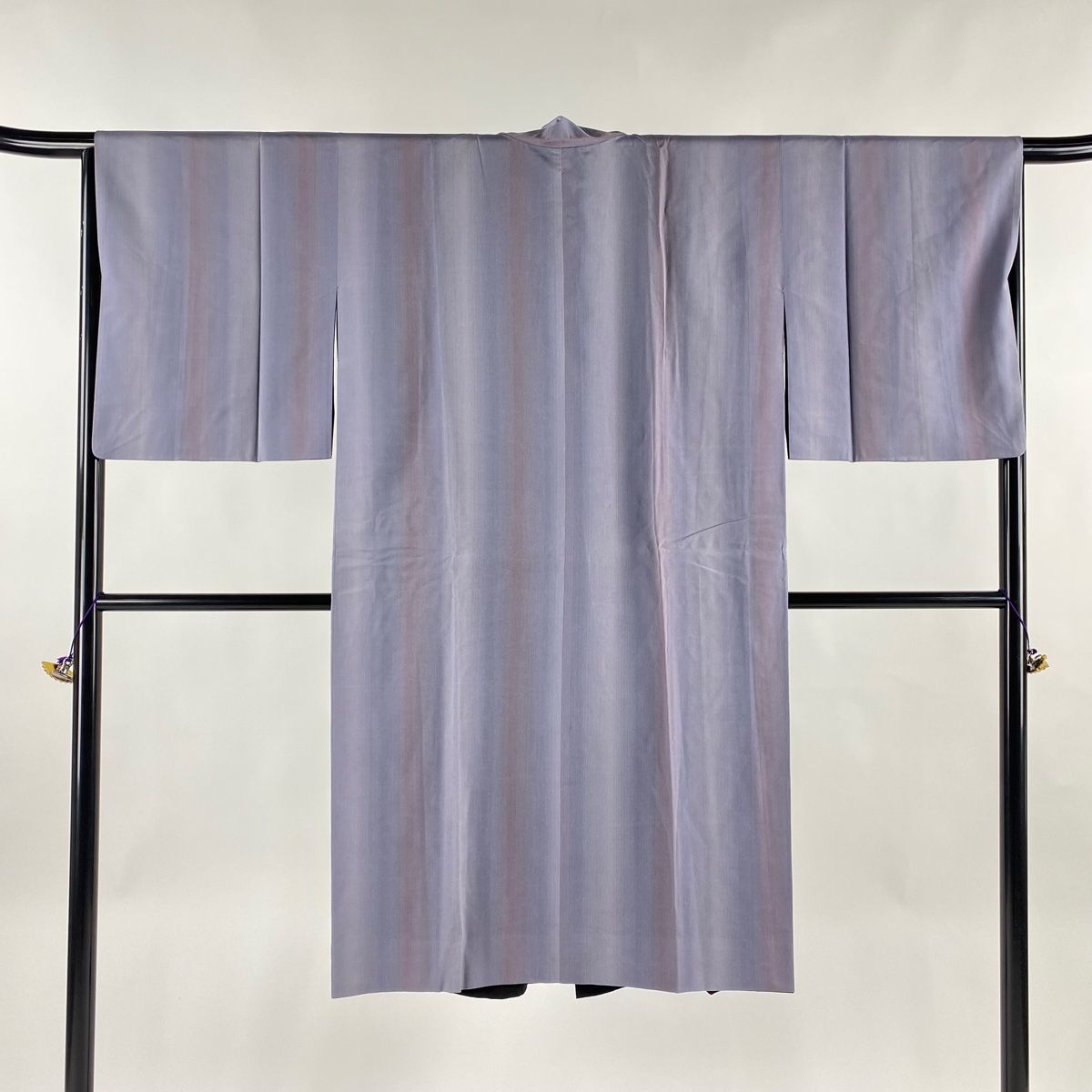 在庫一掃 道中着 身丈120.5cm 裄丈66cm M 和装コート リバーシブル 縦ぼかし 灰紫 正絹