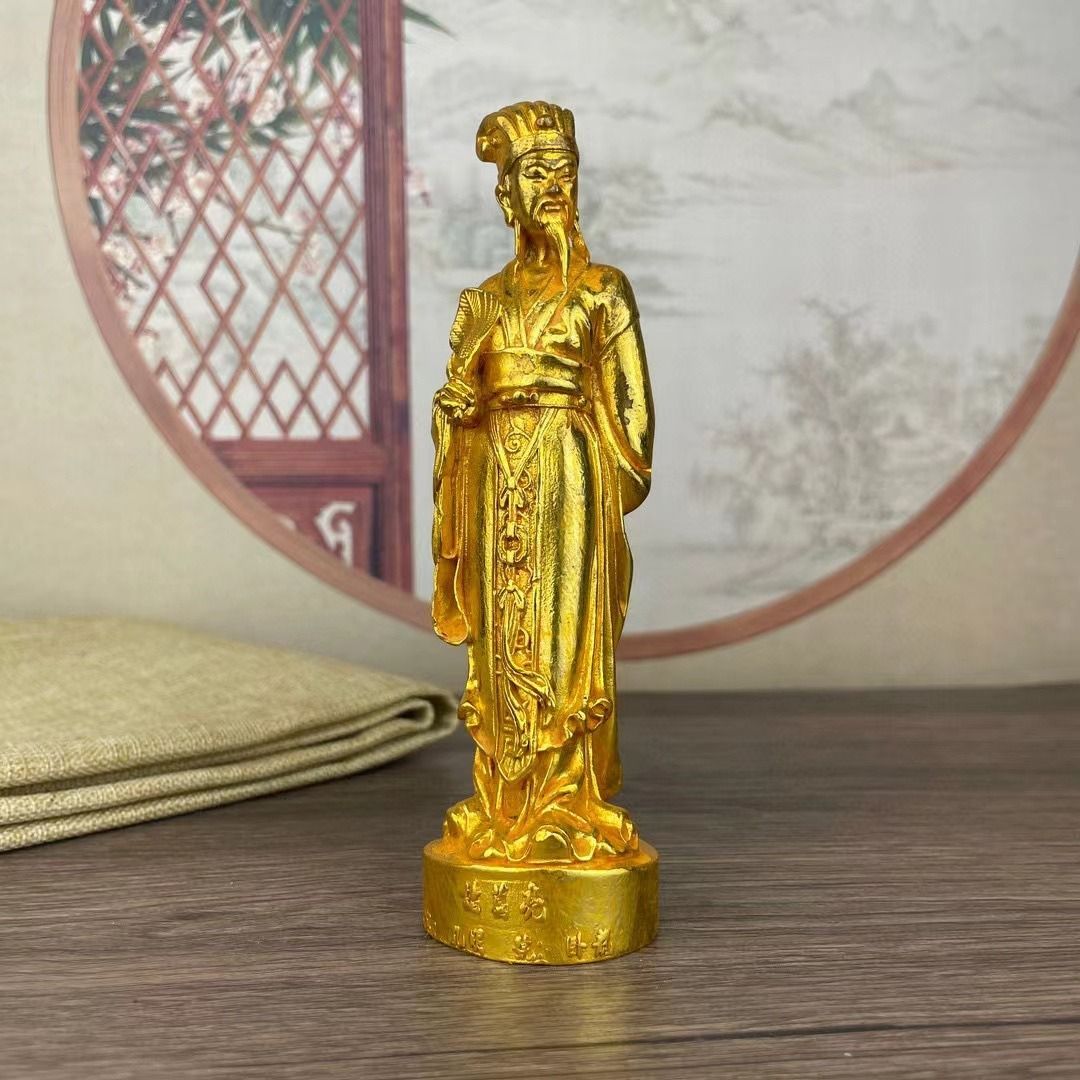 孔明 諸葛孔明 三国志 置物 オブジェ 金 ゴールド 黄金 開運 風水 幸運 健康 運気向上 繁栄 伝統的 金運 財運 商売繫盛 厄除け 幸福 プレゼント ギフト リビング インテリア