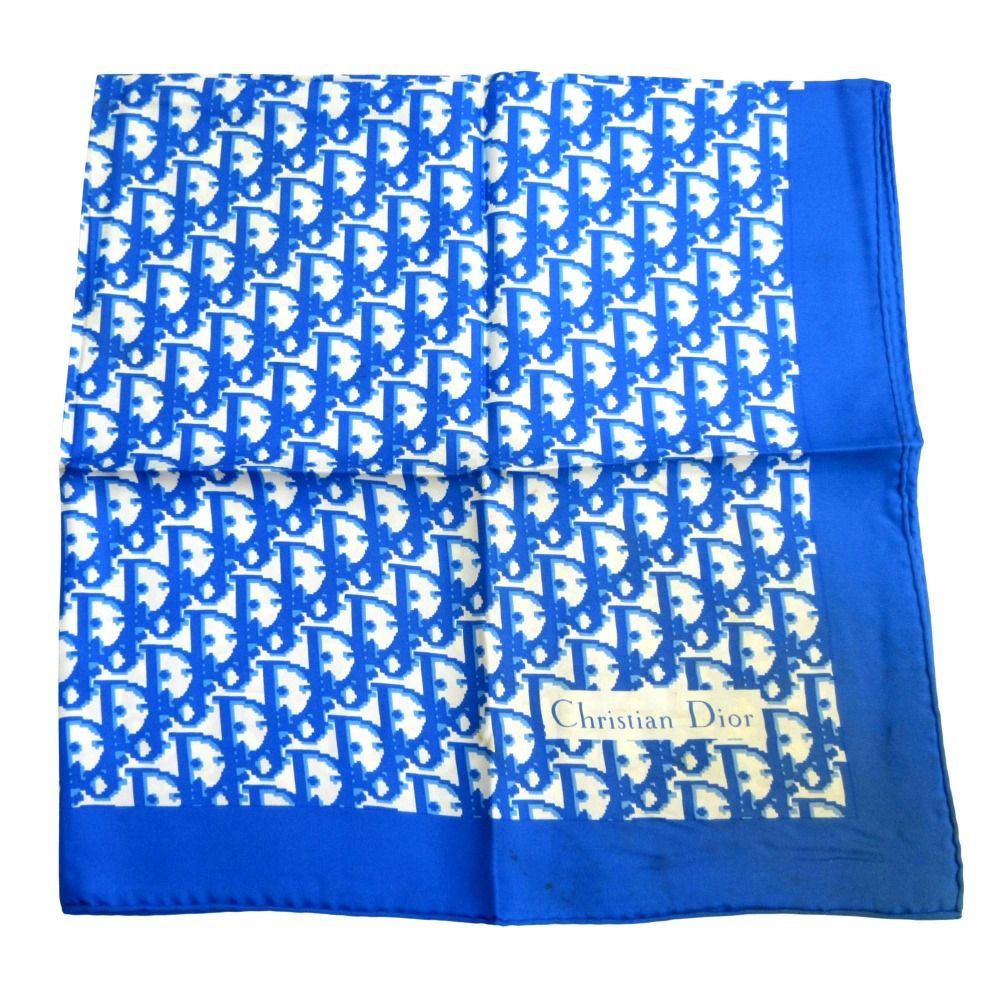 Christian Dior シルクスカーフ 青系統 Christian Dior クリスチャン