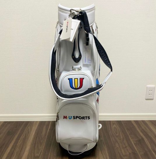 新品】MU SPORTS Wマーク軽量キャディバック ゴルフ 9.0型 白