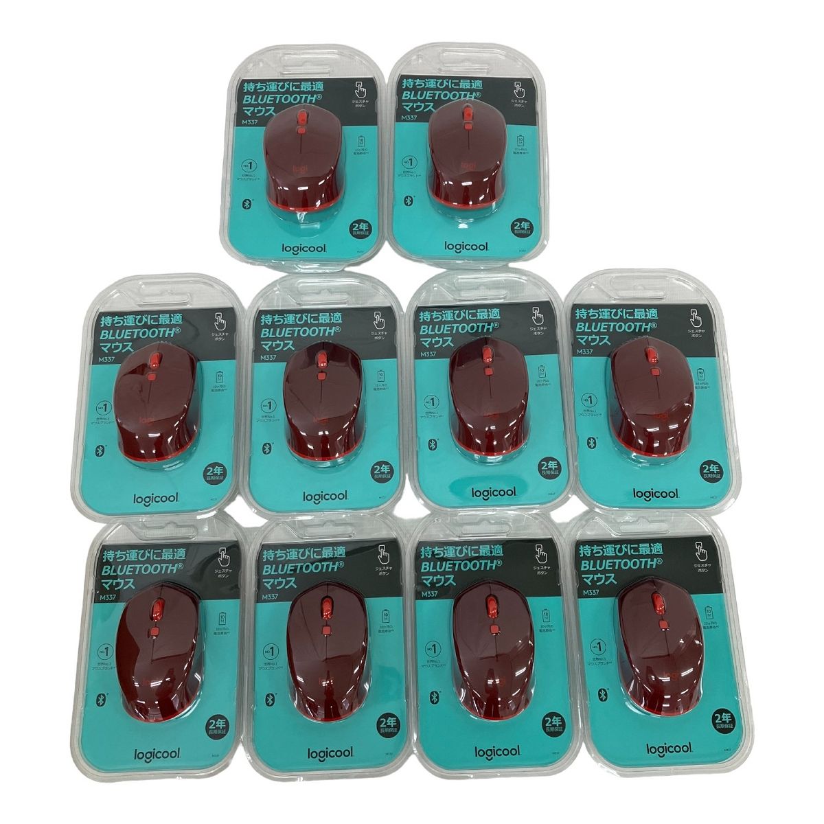 【新品 メーカー保証付】Logicool M337 ワイヤレス マウス Bluetooth レッド 10個セット Y9161487