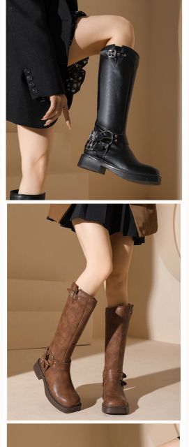 自由区☆未使用size24 ブラウンレザーロングブーツ¥49940 自由区☆未使用size24 ブラウンレザーロングブーツ¥49940