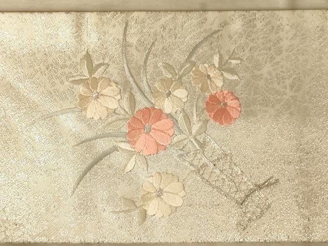 ②和装品 正絹縮緬刺繍細工 名古屋帯 正絹 九寸名古屋帯 刺繍 K-492 - メルカリ