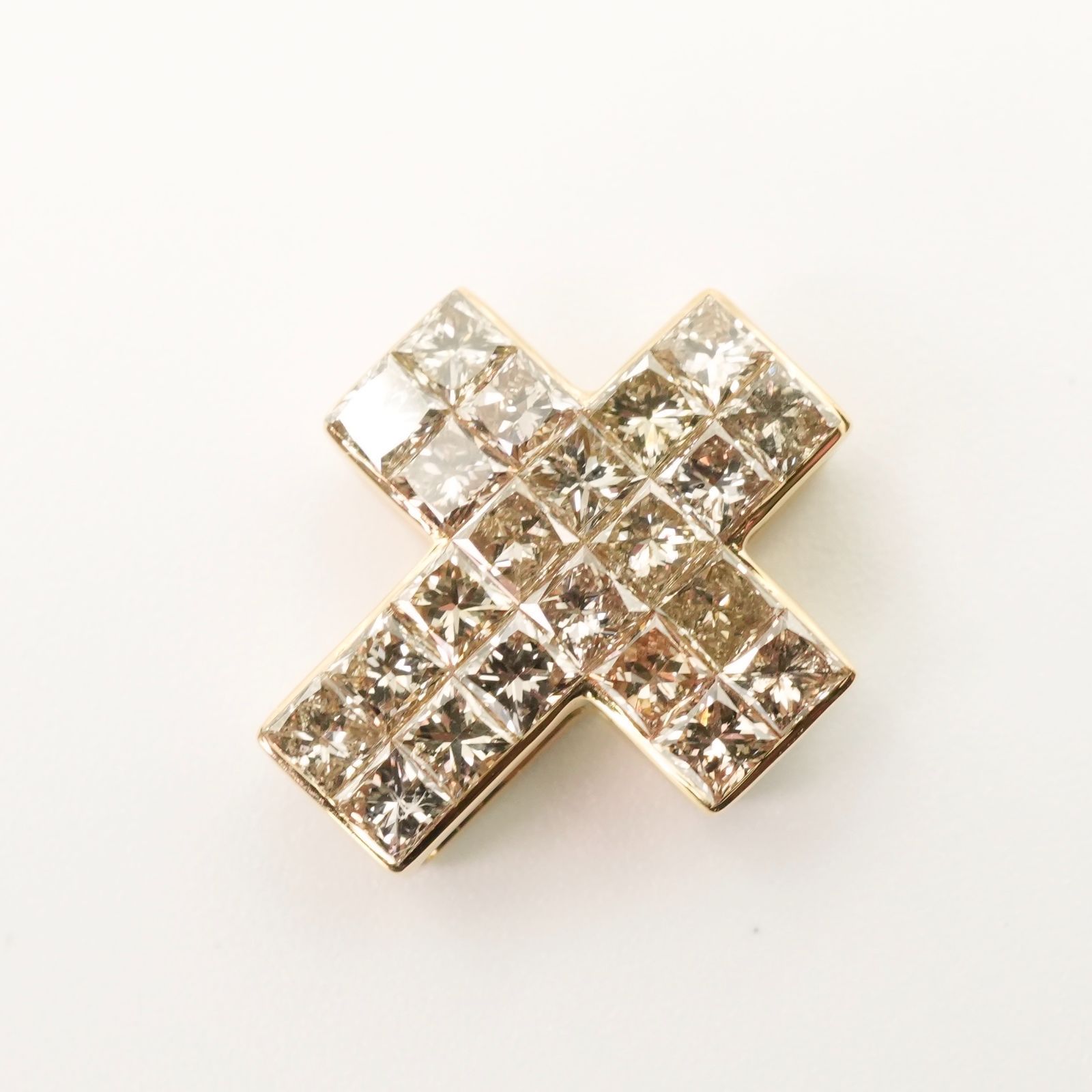 GSTV ネックレス　ペンダント　k18 ダイヤモンド　ブラウンダイヤ 美品 GSTV K18 クロス ネックレストップ ブラウンダイヤ/24-4029