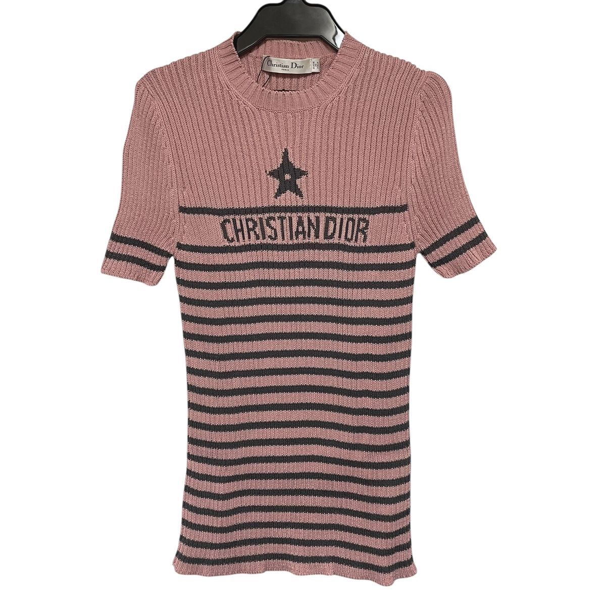 Christian Dior ディオール ディオリビエラ ロゴ スター ニット 254S15AM730 サイズ 40 ピンク 半袖 レディース 23047008DS