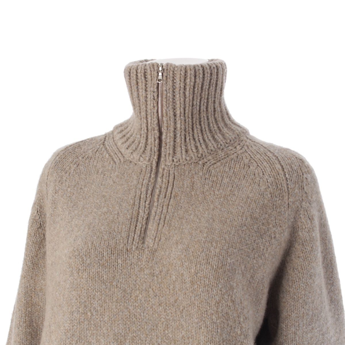 BLAMINK - ブラミンク カシミヤ ハーフジップ ニット セーター トップス 7913 106 0226 グレージュ 36【中古】 ブラミンク カシミヤ ハーフジップ ニット セーター トップス
