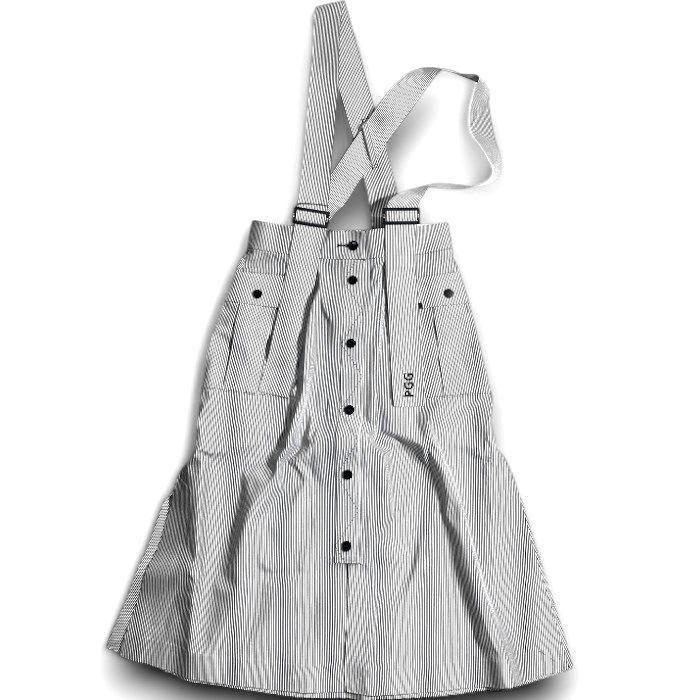 PGG by PEARLY GATES × Lee パーリーゲイツ ゴルフ リー 別注 無縫製圧着 SOLOTEX リサイクルポリデニム ストライプ柄 スカート ジャンパースカート ゴルフウェア 269-2134306 定価4.1万▲034 50925w11