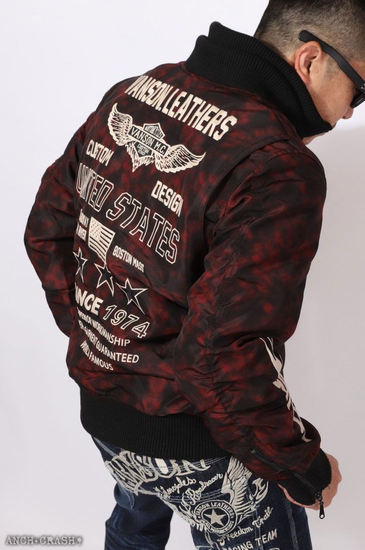 VANSON バンソン MA-1 ジャケット NVJK-2402 レッドタイダイ ウィング