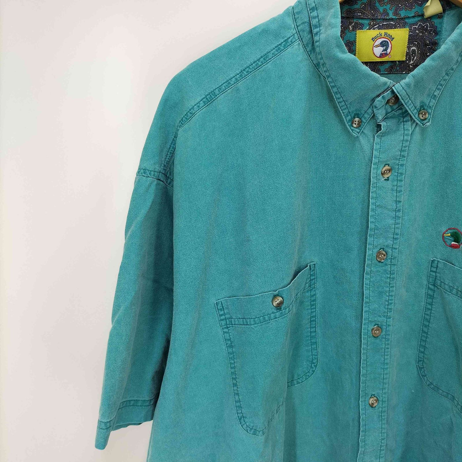 〜90s USA製 DUCK HEAD ダックヘッド BDシャツ 柄 ゴルフ ダックヘッド Duck Head 80-90S USA製 ロゴ刺繍 ボタンダウン