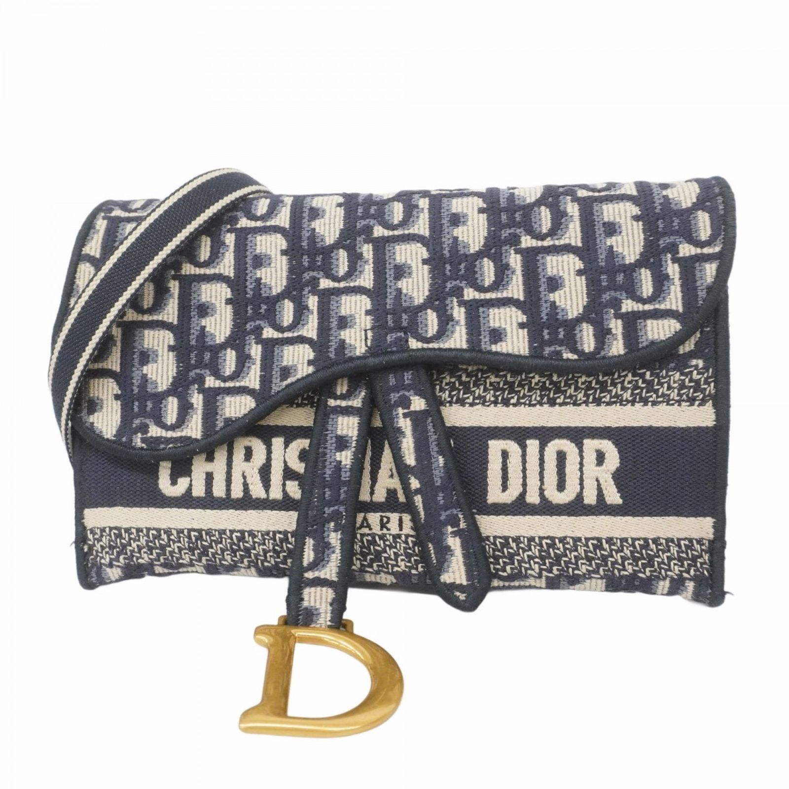 クリスチャン ディオール Christian Dior クリスチャンディオール ショルダーバッグ サドル キャンバス ネイビー レディース