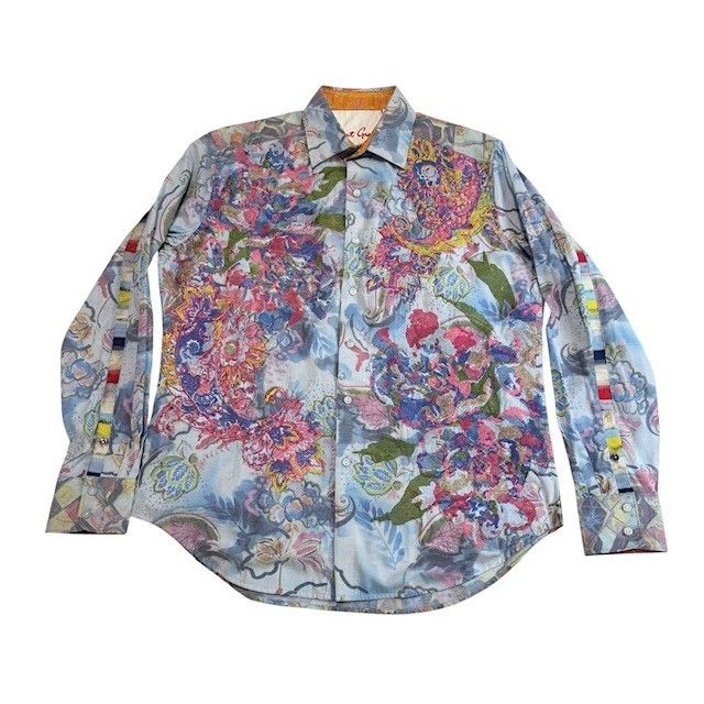 ロバートグラハム Robert Graham LIMITED EDITION 長袖シャツ クリーニング済み 刺繍 総柄 メンズ Mサイズ