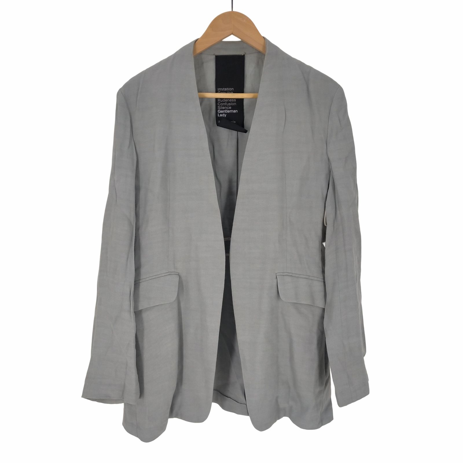 【美品】Chaos ノーカラージャケット グレー F Chaos ノーカラージャケット グレー F
