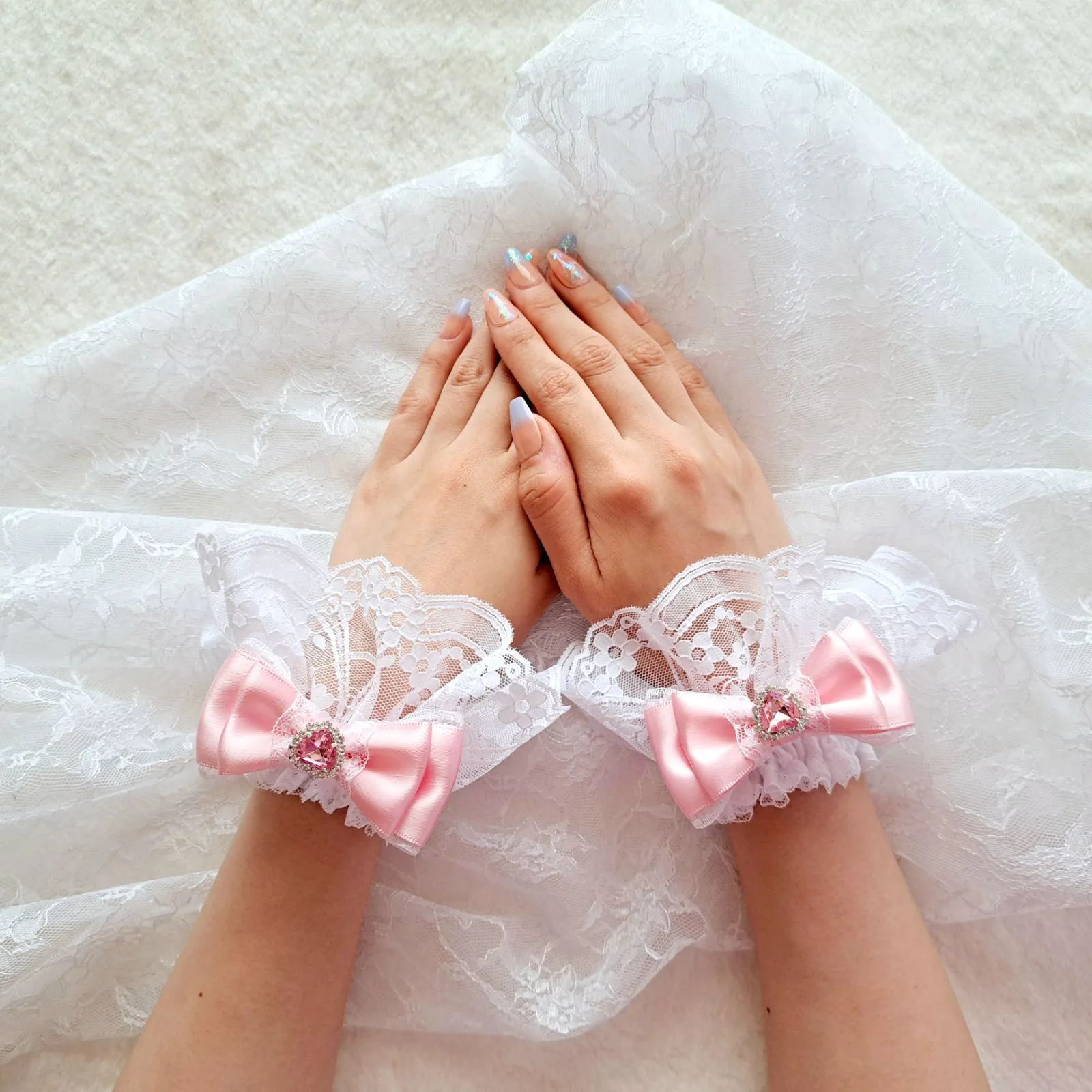 新品】お袖留め つけ袖 ブレスレット コスチューム パステルピンク