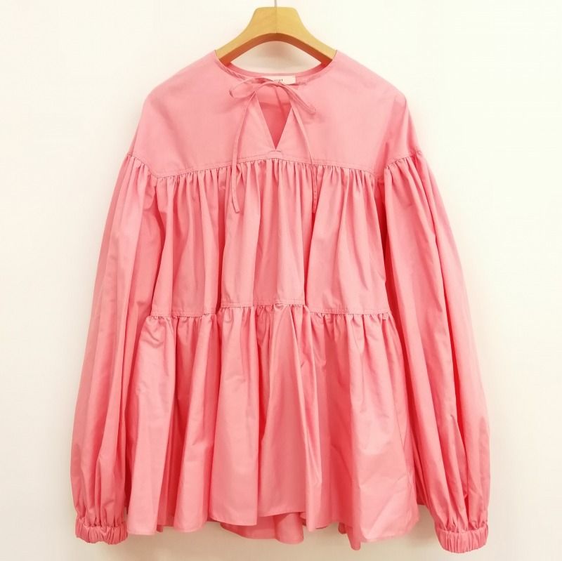 ヨリ yori 21SS YR2121-013SP 美品 リボン ギャザー フリル ティアード 