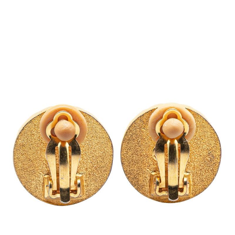 シャネル ヴィンテージ ココマーク ラウンド ゴールド ブラック メッキ  