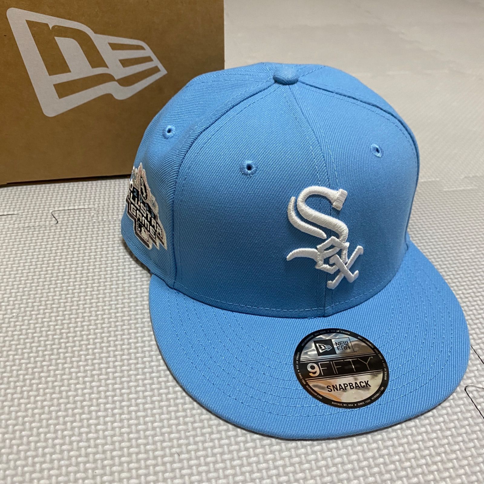 New Era Cap 5/8 ツバ裏ブルー ニューエラ ホワイトソックス 帽子つば裏アイスブルー