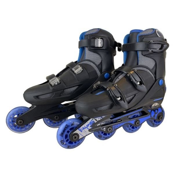 インラインスケート ローラースケート ブルー 24~27cm 4段階サイズ調