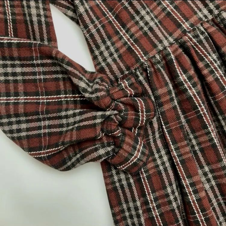 美品】ピンクハウス 赤茶系チェック ネル ワンピース/2023年 春