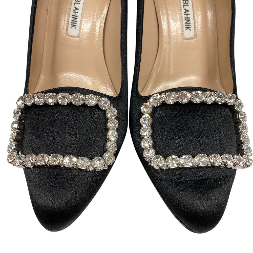 【美品】Manolo Blahnik ビジュー付きブラックパンプス 5％OFF フォロワークーポン！！】MANOLO BLAHNIK マノロ