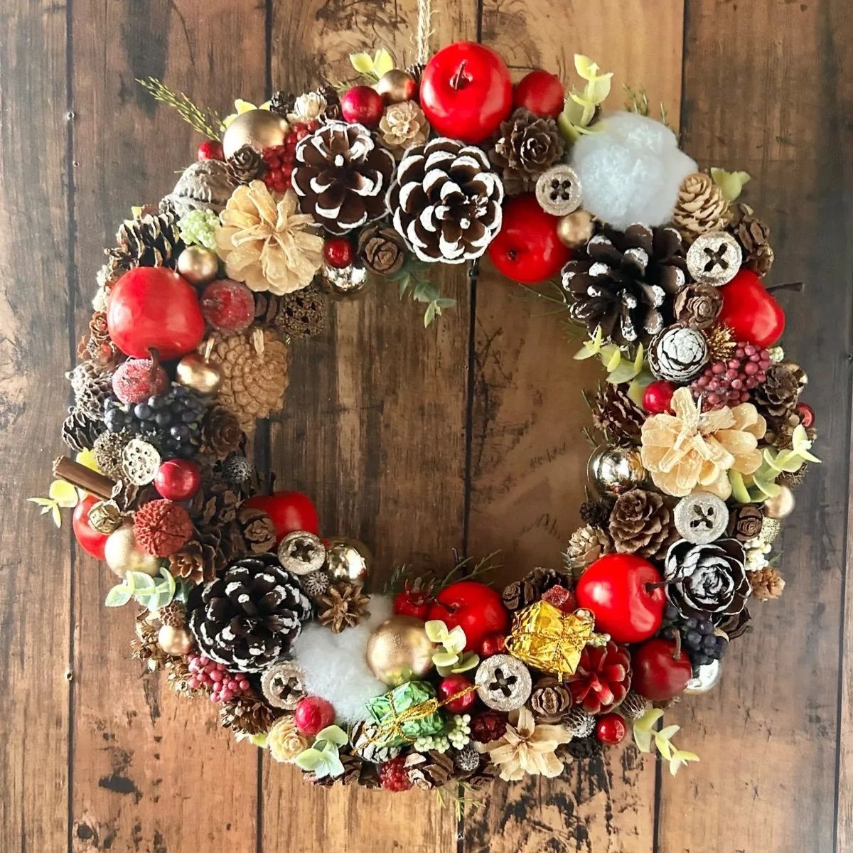 6-185大きめリース 大きなクリスマスリース ドアリース 玄関リース