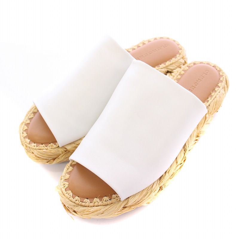 最終お値下げ！　CLERGERIE　サイズ38 クレジュリー clergerie サンダル 厚底 レザー 編み込み 38 白