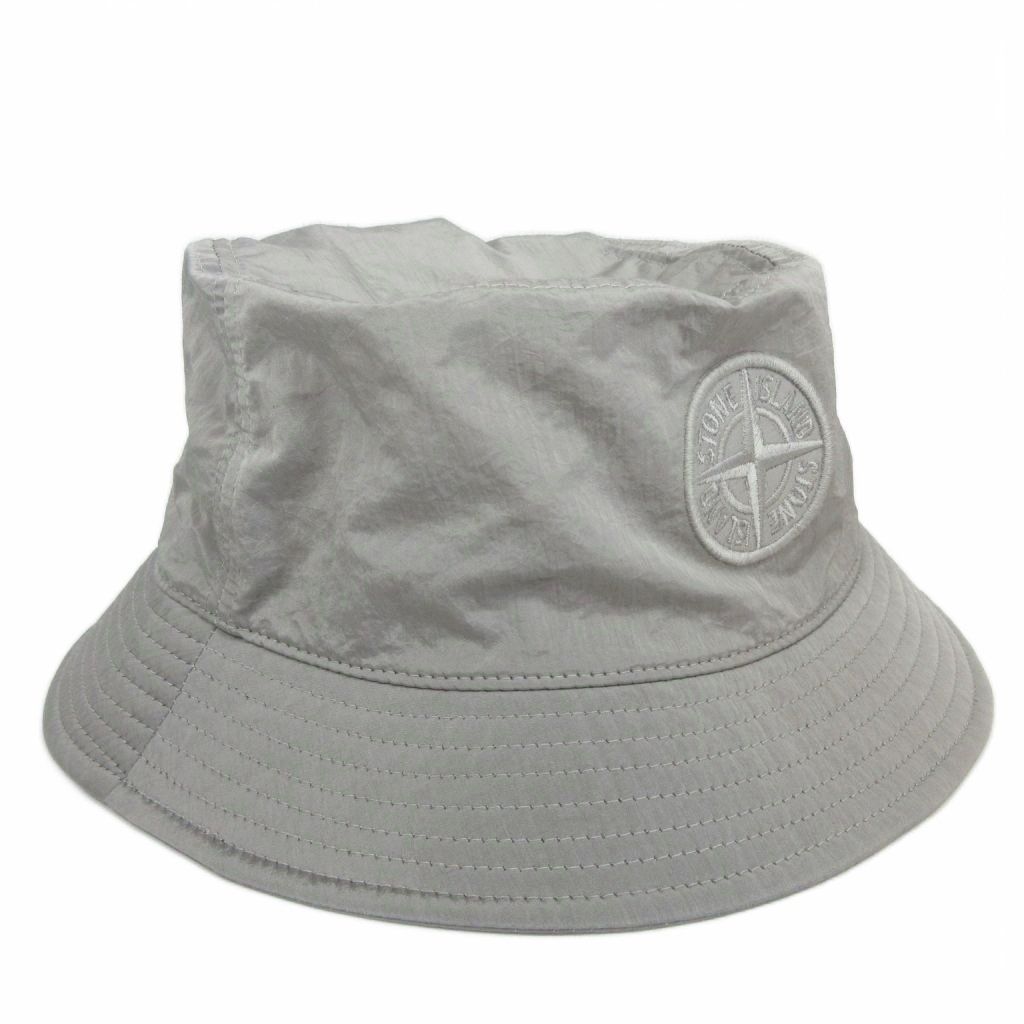 ストーンアイランド STONE ISLAND NYLON METAL エンブロイダリー バケットハット ロゴ 刺繍 サファリハット リフレクト 9100012 グレー XL AA