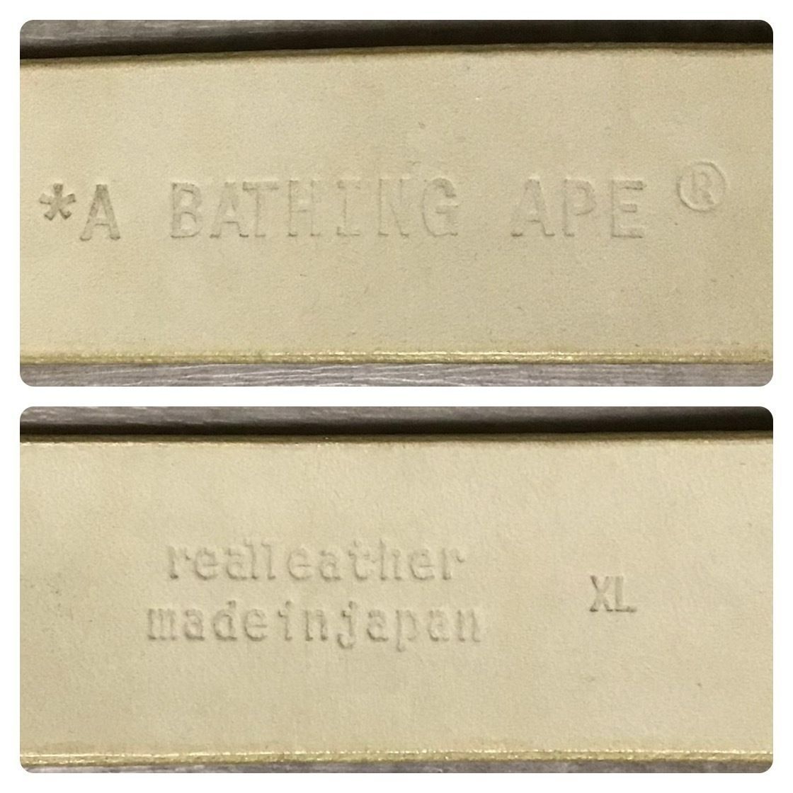 ☆XL☆ BAPE LOGO 型押し ゴールド レザー ベルト a bathing ape Gold