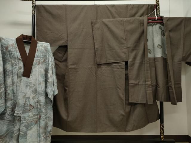 平和屋着物●男性 紬 アンサンブル 長襦袢セット 100亀甲 正絹 CAAX8537dy