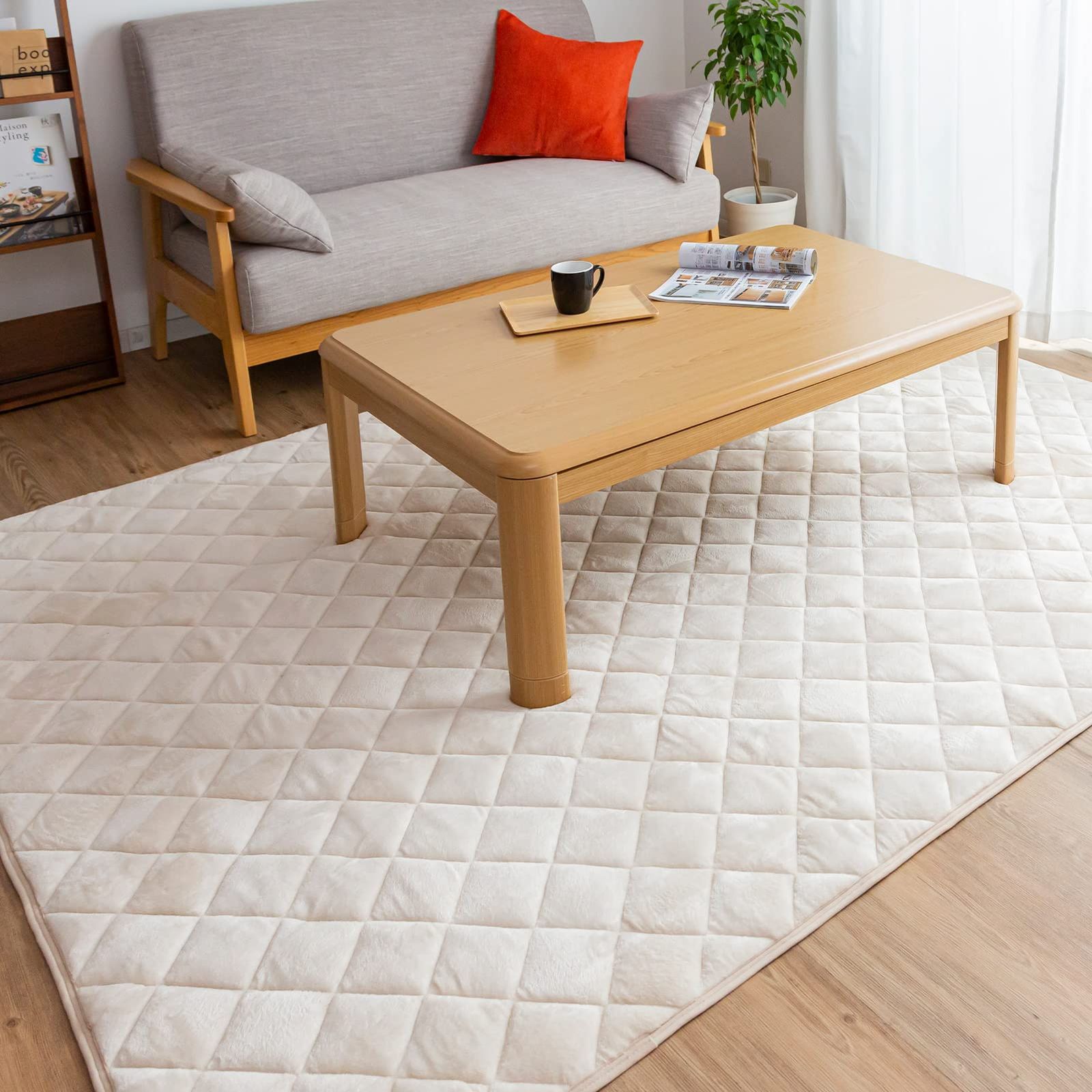 【数量限定】4層 こたつ敷布団 あったか 190×190cm フランネル生地 滑り止め付き ラグ 床暖房対応 正方形 防音遮音 冬用 こたつ敷き布団 コタツ敷布団 Colorsroom ベージュ