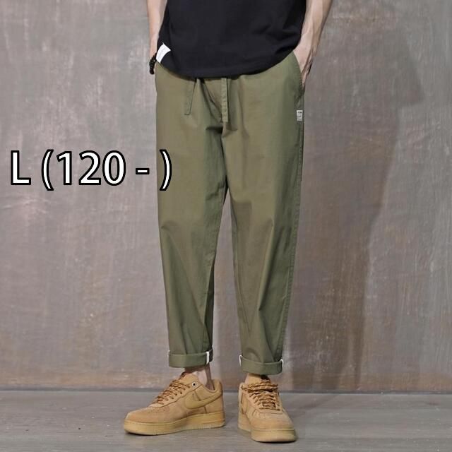 [L (120 - )]メンズ ファッション 服 男性用 オシャレ シンプル 大人 かっこいい 大きいサイズ ストリート 紳士服 夏 綿 カジュアル パンツ テーパー ストレート 九分丈 薄手