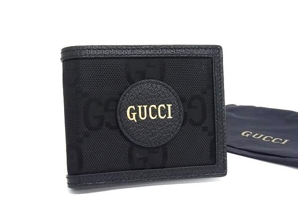 日本販売 未使用 GUCCIグッチ レザー×キャンバス 二つ折り財布 GG