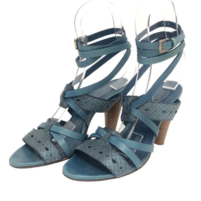 TOD’S トッズ ストラップ サンダル レザー ブルー 25cm相当 レディース