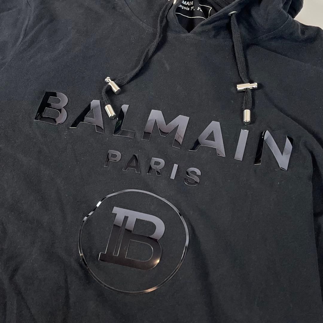 希少デザイン BALMAIN パーカー プルオーバー 薄手 ブラック - メルカリ