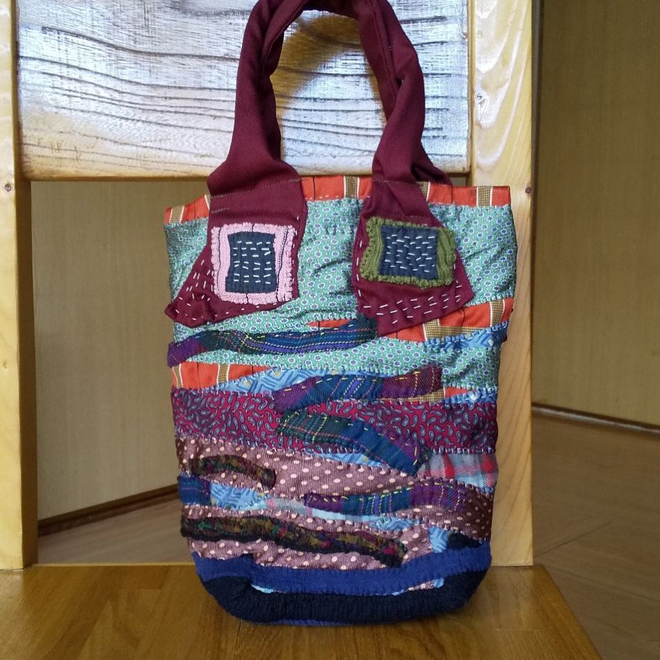 シルク素材の手提げバッグ＊handmade
