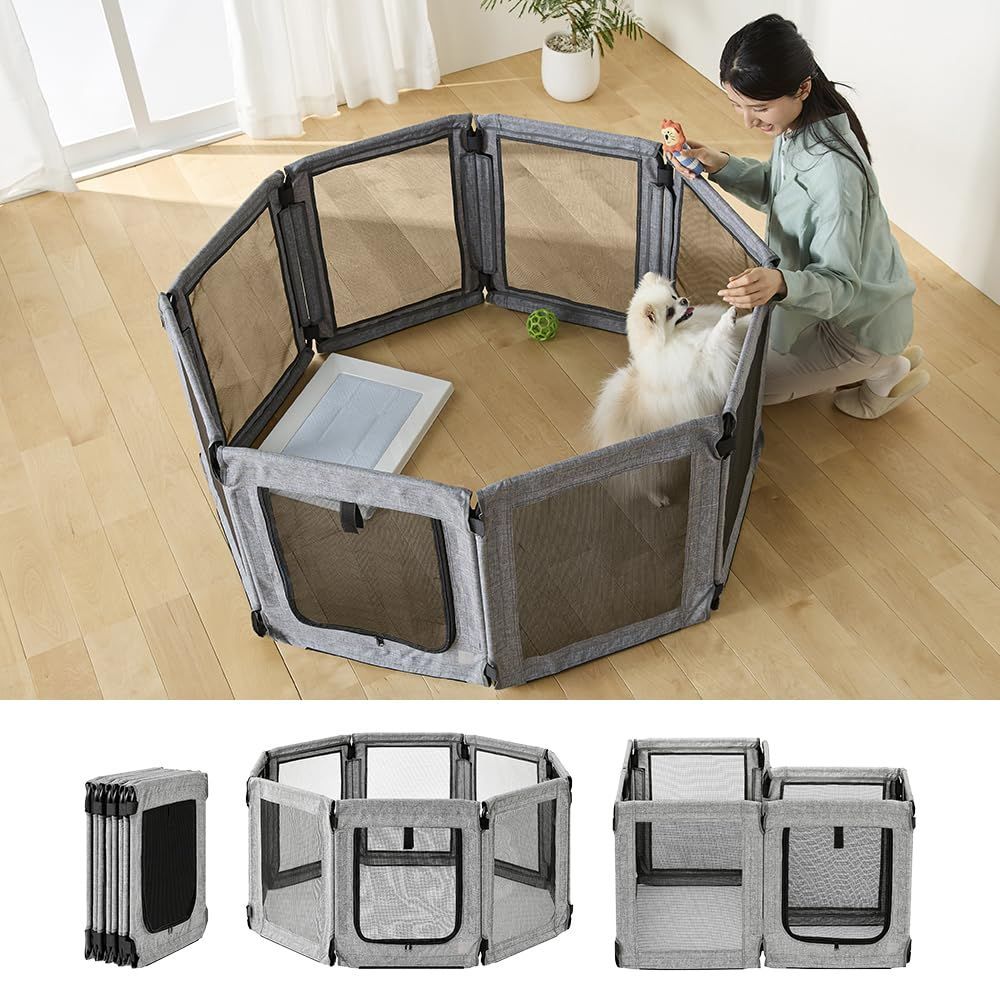 Petrasia ペットサークル 犬 サークル ドア付 折り畳み フェンス